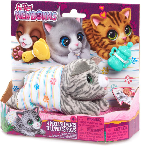 Furreal Newborns Kitty Interactive Pet, Small Plush Stuffed Animal Cat with Sounds and Movement, Faux Fur, Kids Toys for Ages 4 up by