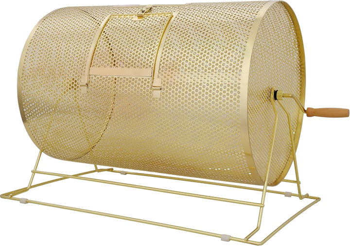 Elegant Raffle Drum for Fun Gatherings, Holds 10,000 Tickets, Ideal for Bingo and Social Events, Brass Plated with Wooden Handle