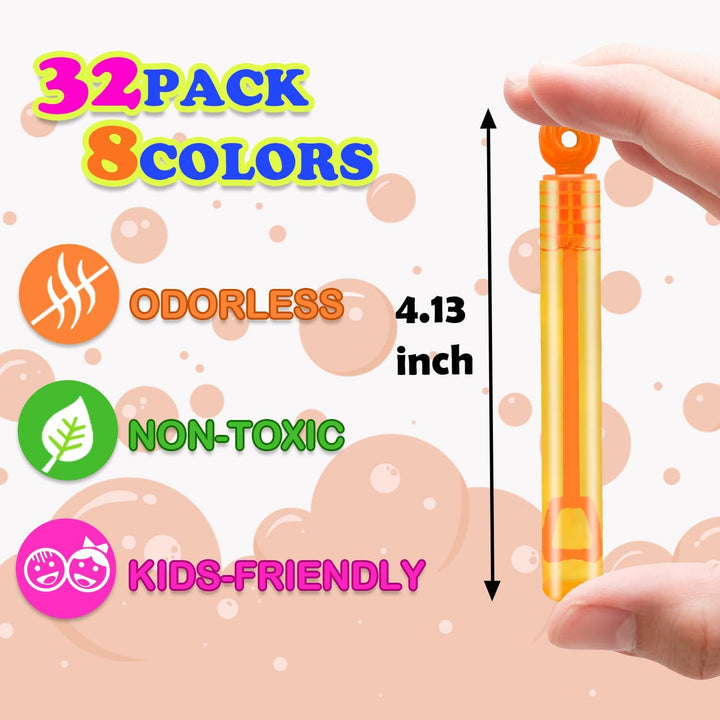 Party Goodie Bag Stuffer Fillers for Kids, 32 Pack Mini Bubble Wand Toys Gifts for Toddlers, Small Pinata Birthday Camping Wedding Party Favors Supplies, Classroom School Stuff Prizes Treats Non Candy