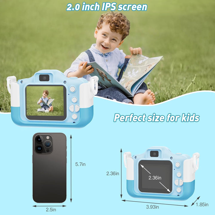 Kids Camera, Toy Camera, Toddler Camera, 1080P HD Selfie Digital Video Camera for Boys/Girls, Mini Toddler Camcorder with 32G SD Card, Ideal Christmas Birthday Gift for Childrens Age 3-9(Blue)…