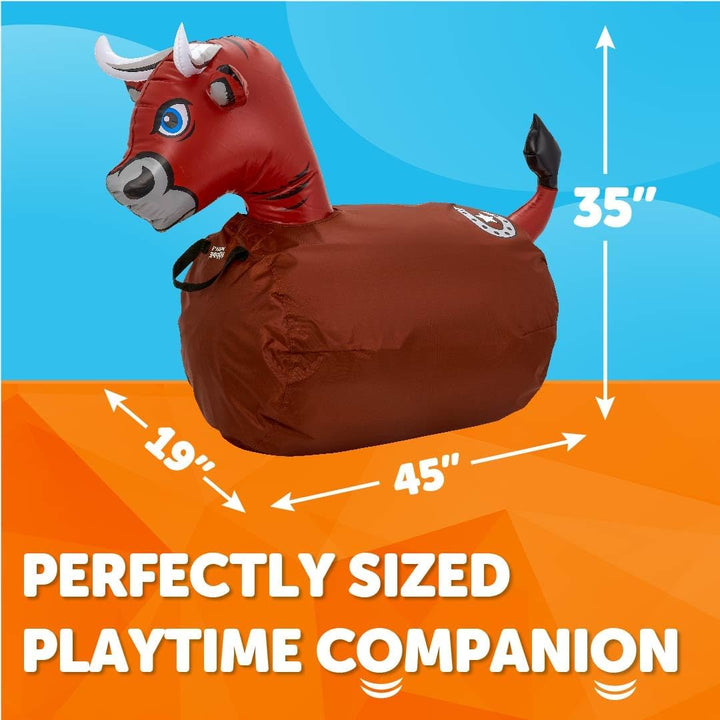 Hip Hoppers Bouncy Hopper Inflatable Hopping Animal Bouncer, Supports up to 250 Pounds, Ages 5 and up (Brown Bull)