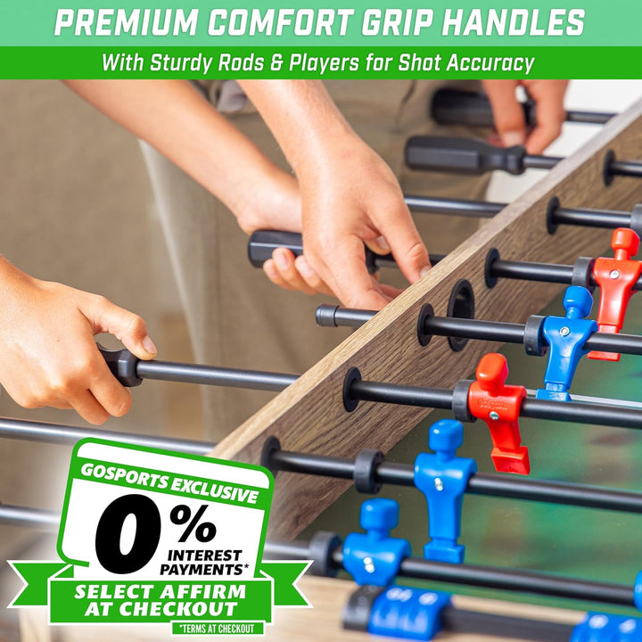 48 Inch Game Room Size Foosball Table - Black, Oak, or White - Includes 4 Balls and 2 Cup Holders