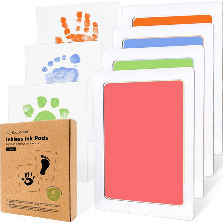 4-Pack Inkless Baby Hand and Footprint Kit - Mess Free Ink Pad for Newborn Keepsake, Dog Nose & Paw Print Kit, Clean Touch Ink Pad for Baby Hand & Footprints, Ideal New Mom Gifts (Jet Black)