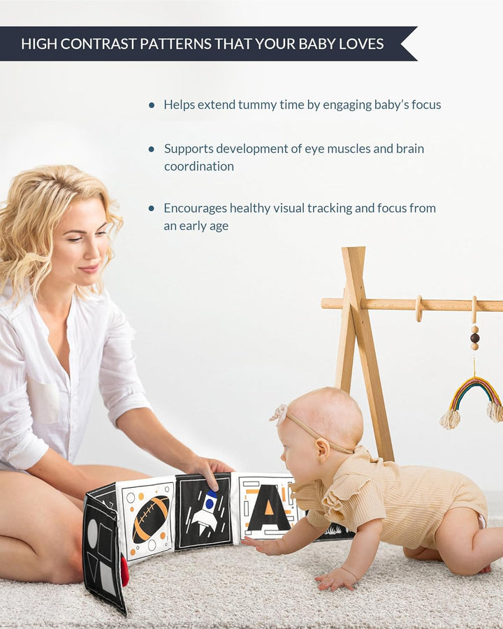 High Contrast Baby Toys for Newborn, Tummy Time Mirror Black and White Toys for 0-6 Months, Visual Sensory for Infant 0-3-6 Months, Newborn Baby Registry Essential Stuffers