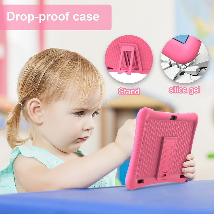 Kids Tablet 10 Inch Android 13 with Shockproof Case, Quad-Core 32GB, 128GB Expandable, Parental Control, Pre-Installed Apps, 6000Mah Battery, Gifts for 3-12 Year Olds