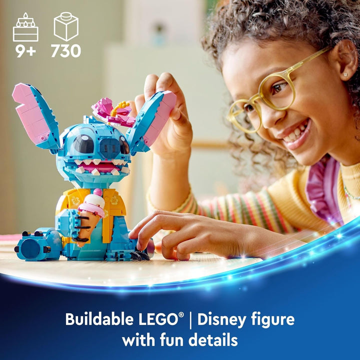 Disney Stitch Toy Building Kit, Disney Toy for 9 Year Old Kids, Buildable Figure with Ice Cream Cone, Fun Disney Gift for Girls, Boys and Lovers of the Hit Movie Lilo and Stitch, 43249