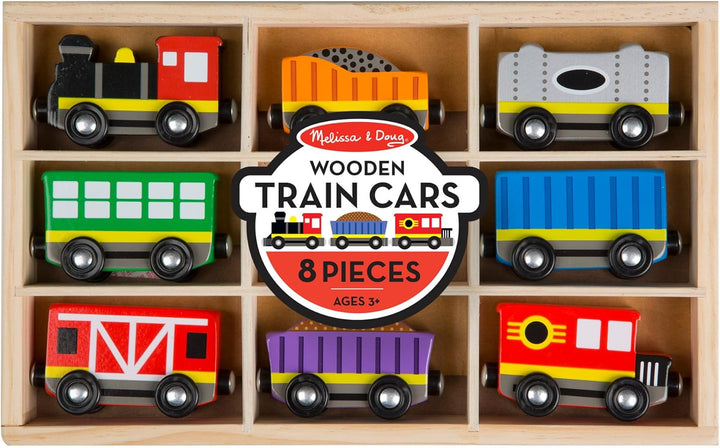 Wooden Magnetic Train Cars - 8 Piece Educational and Skill-Building Wooden Toy for Boys and Girls