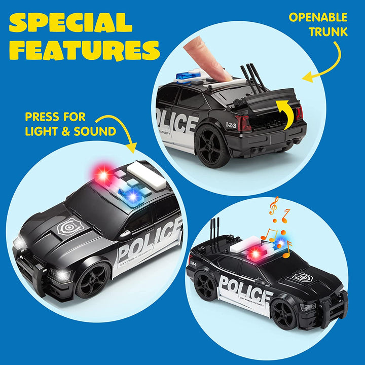 4 Packs Emergency Vehicle Toy Playsets, Friction Powered Vehicles with Light and Sound, Including Fire Truck, Ambulance, Play Police Car and Helicopter, Christmas Toddler Kids Boys Gifts