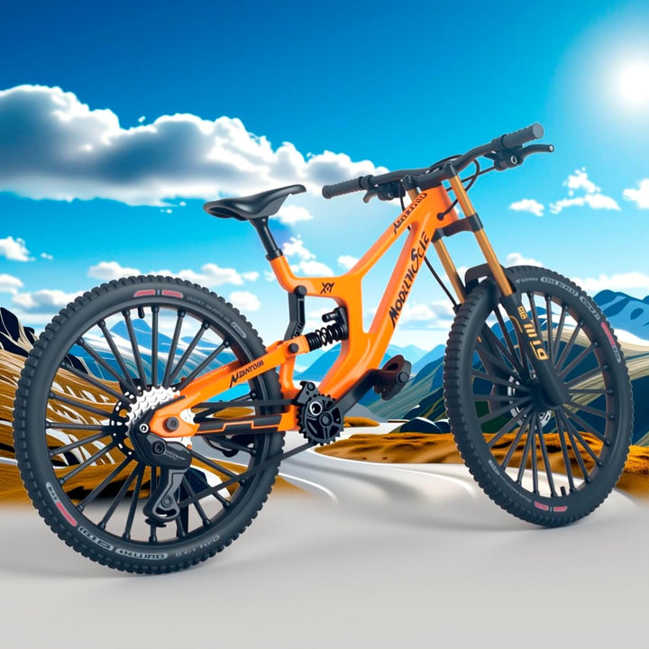 1:8 Scale Mountain Bike Toy DS Die-Cast Mini Finger Bicycle Model Toy Bicycle Figurine Desktop Decoration DH Alloy Bike Action Figurine Toy for Cake Topper Crafts (Yellow)