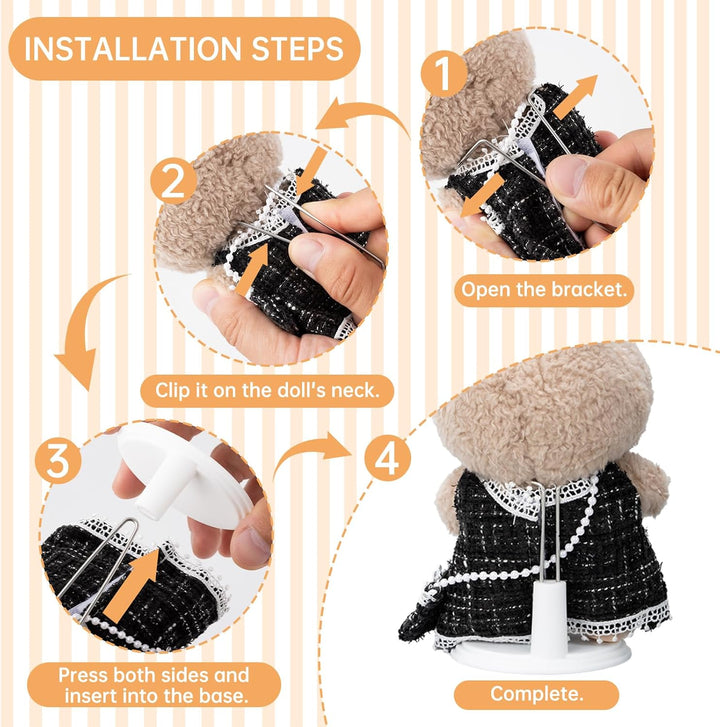 6 Pack Adjustable Doll Stand Compatible with Labubu 6.8 Inch Dolls, Stand Holder Compatible with Labubu Accessories, White Plastic Support Holder ( Not Include Dolls)