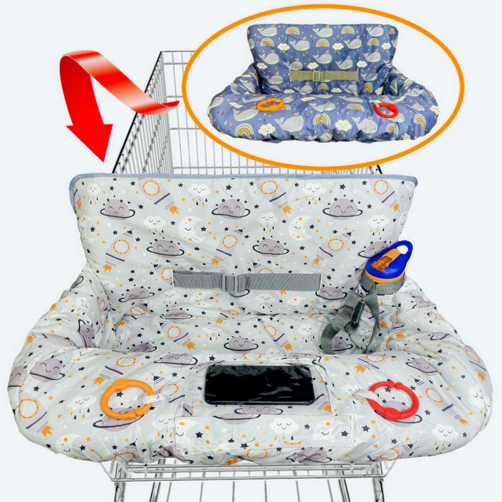 Shopping Cart Cover for Baby Grocery Cart Cover for Baby Boy and Baby Girl, High Chair Cover for Baby and Toddler, Baby Registry Gift - Waterproof - Extra Large - Cotton - Double Sided (Orange)