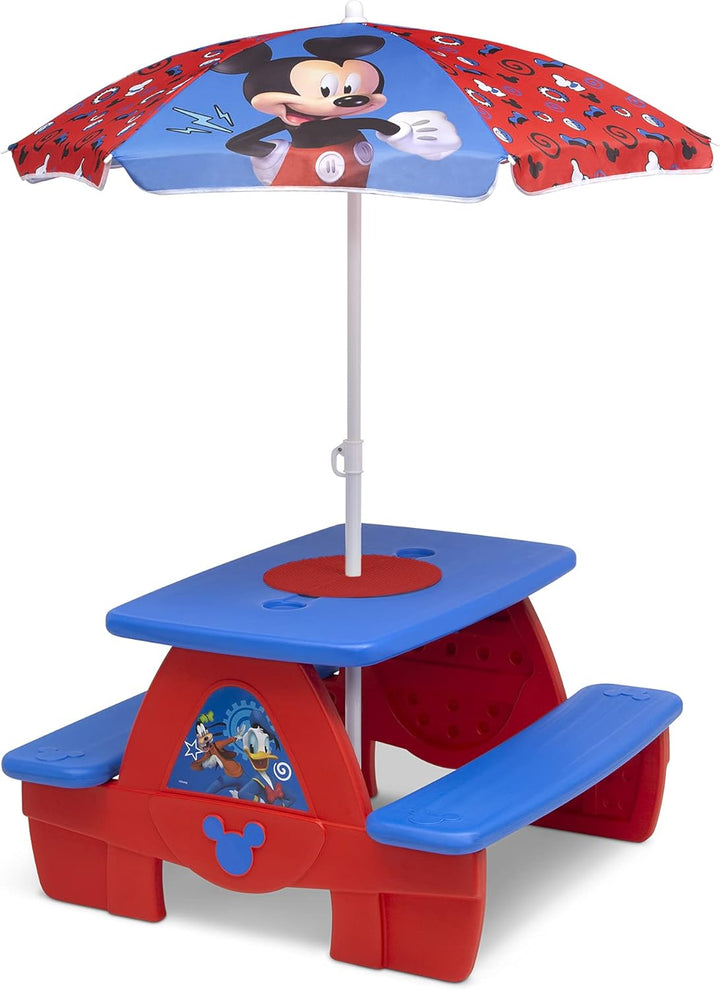 4 Seat Activity Picnic Table with Umbrella and Lego Compatible Tabletop, PAW Patrol