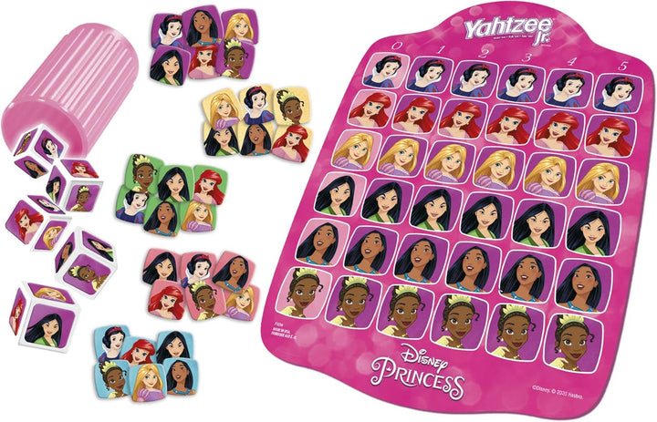 Yahtzee Jr.: Disney Princess Edition Board Game for Kids Ages 4 and Up, for 2-4 Players, Counting and Matching Game for Preschoolers (Amazon Exclusive)