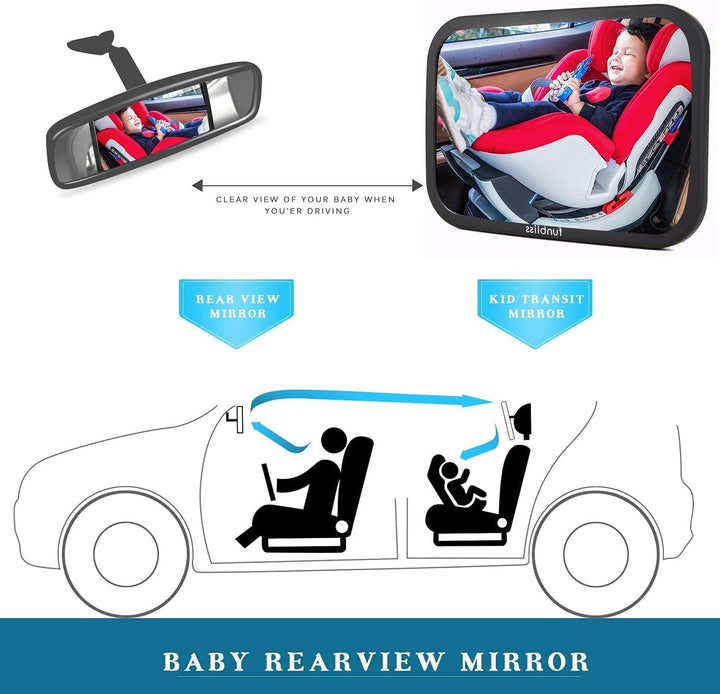 Baby Car Mirror Most Stable Backseat Mirror with Premium Matte Finish,Ultra High Definition PMMA Material, Secure and Shatterproof,Black