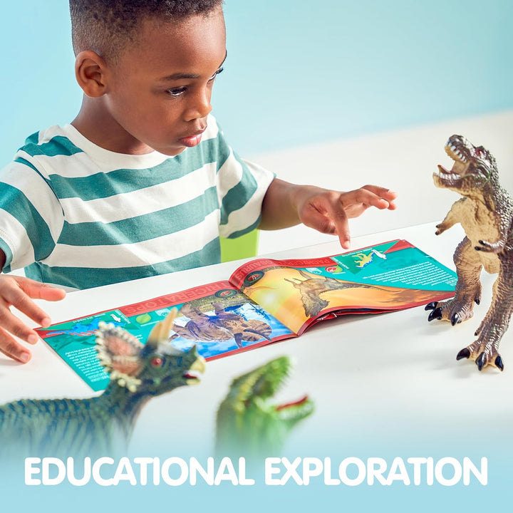 Big Dinosaur Toys for Toddlers, 6 Piece Large Soft Dinosaur Figures with an Educational Book, Jumbo Realistic Toys for Boys and Girls Gift, Kids Ages 1 2 3 4 5