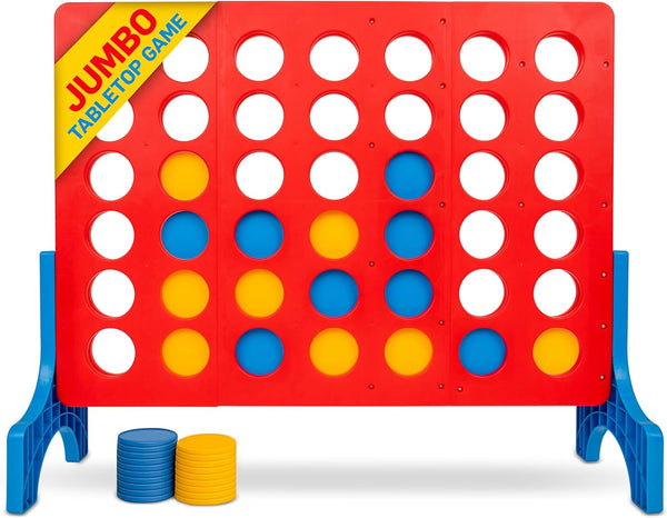 4 in a Row Tabletop Game – 1.8 Ft 4 to Score Game for Kids & Adults, Indoor/Outdoor Family Yard, Portable Party for Home, Picnic & Travel, Plastic Version.