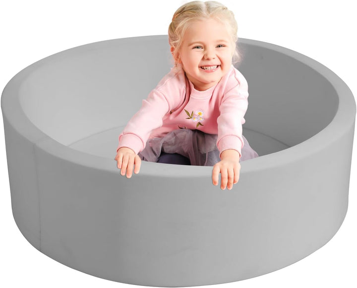 Foam Ball Pit, 36" X 12" Indoor Outdoor Soft round Ball Pool Playpen Ideal Gift Toy for Babies Kids and Toddler Children (No Balls) - Light Gray