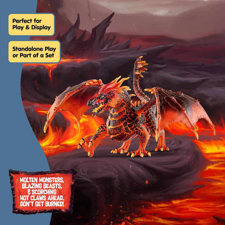 Eldrador Creatures - 8" Lava Dragon Toy - Movable Wing Action Figure for Boys and Girls - Mythical Creature Figures - Fantasy Beast Figurine - Red Monster Dragon Toys - Kids Ages 7+ | 70138