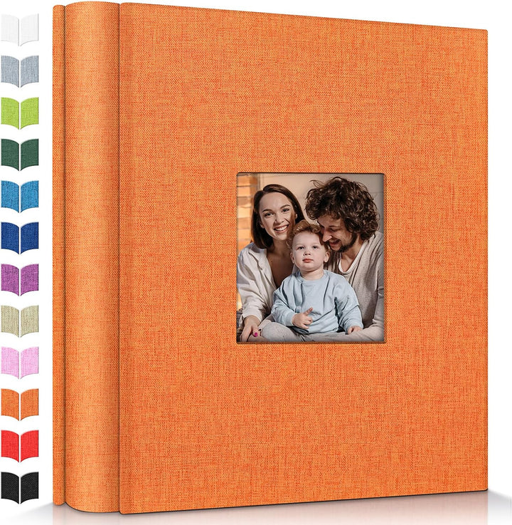 Photo Album 4X6 with 300 Pockets,Slip-In Picture Albums,Linen Cover Memory Book with Front Window,White Page Vertical Photo Book for Wedding,Family,Anniversare,Baby,Vacation