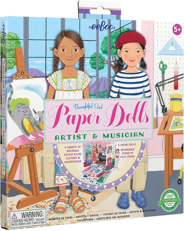 : Musician and Artist Paper Doll Reusable Set, Comes with a 2 Sided Stand-Up Scene, Heavy Duty Board, Perfect for Ages 5 and Up