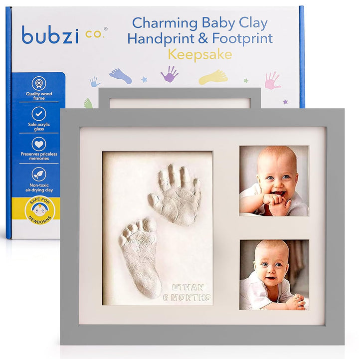 Footprint & Handprint Keepsake Frame, Baby Memory Display, Nursery Decor, Baby Registry Must-Have, New Parent Gift (Ballet Pink)