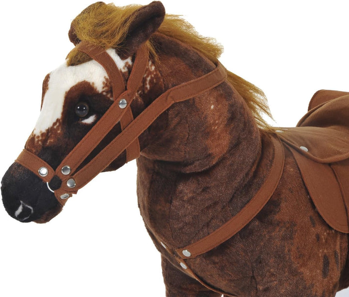 Sound-Making Ride on Horse for Toddlers 3-5, with Neighing and Galloping Sound, Stuffed Animal Horse Toy for Kids with Padding, Soft Feel, Brown