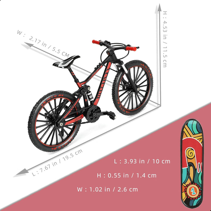 1:8 Scale Die-Cast Alloy Mini Mountain Bike Bicycle Model Toy Finger BMX Gift Desktop Decoration Crafts for Cycling Lovers(Red)
