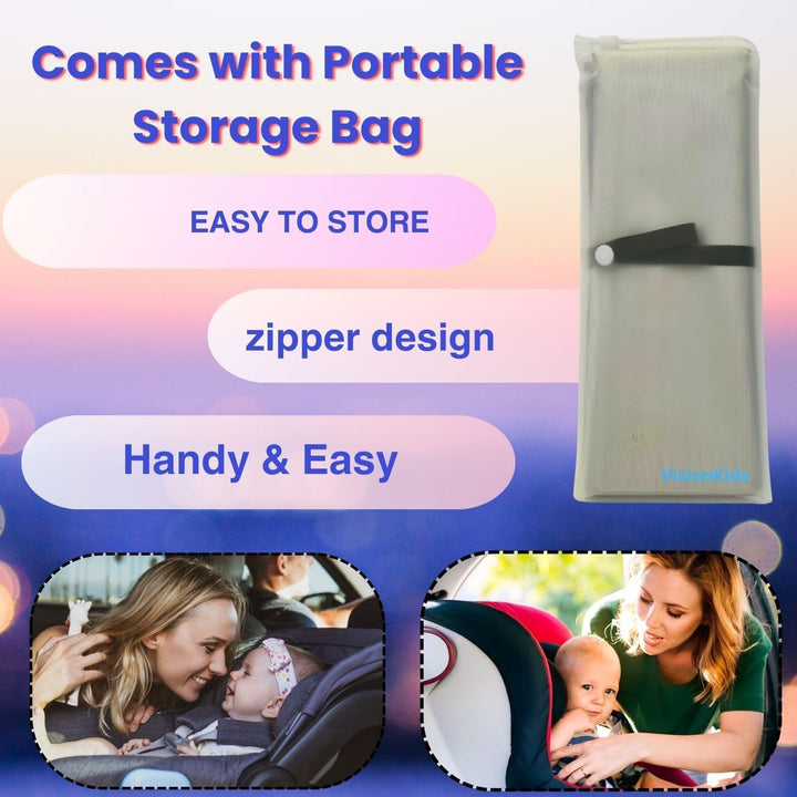 Baby Car Seat Sun Shade Cover with Free Storage Bag Included | Infant Car Seat Heat Protector | UV Protection Cooler Cover | Keeps Toddler Seat Cool in Baby Car | Travel Accessories Silver