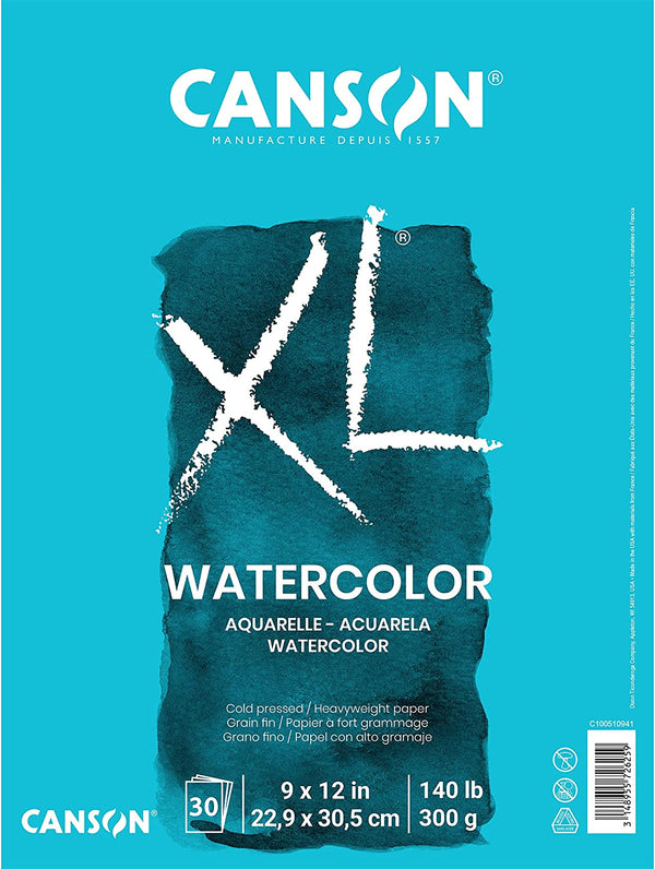 XL Series Watercolor Pad, Heavyweight White Paper, Foldover Binding, 30 Sheets, 9X12 Inch