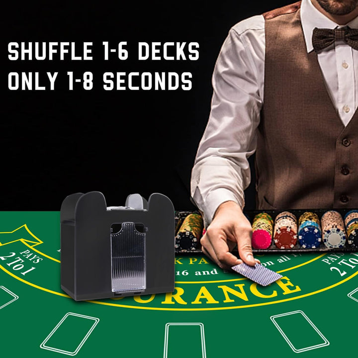 GSE Blackjack Game Combo Set with Blackjack Layout Felt, 6-Deck Automatic Card Shuffler, 6-Deck Dealer Shoe and Discard Holder Tray, 5 Cut Cards. - Great for Family, Casino Game Night
