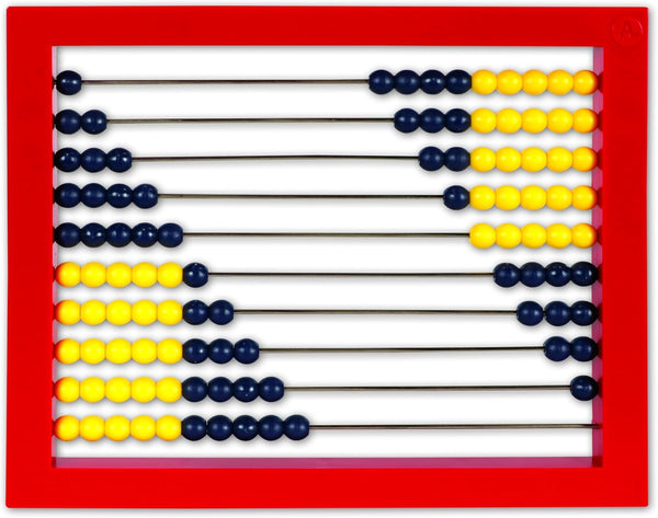 2-Color Desktop Abacus, Red Frame, Color Coded, Math Concepts, Ages 5+