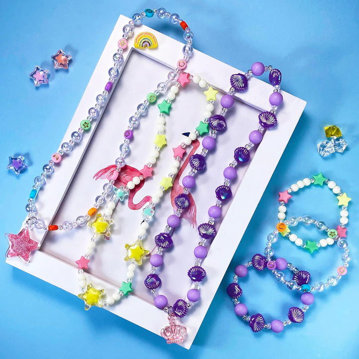 Kids Jewelry for Little Girls Necklace Bracelet with Unicorn Rainbow Star Crown Pendant for Toddler Dress up Jewelry Princess Gifts for 3 4 5 6 7 8 Years Old