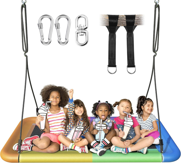 43" Saucer Tree Swing for Kids Adult, 700Lbs Weight Capacity, Waterproof Flying Saucer Swing with Adjustable Hanging Straps, Swing Seats for Backyard Outdoor Indoor Playground, Blue
