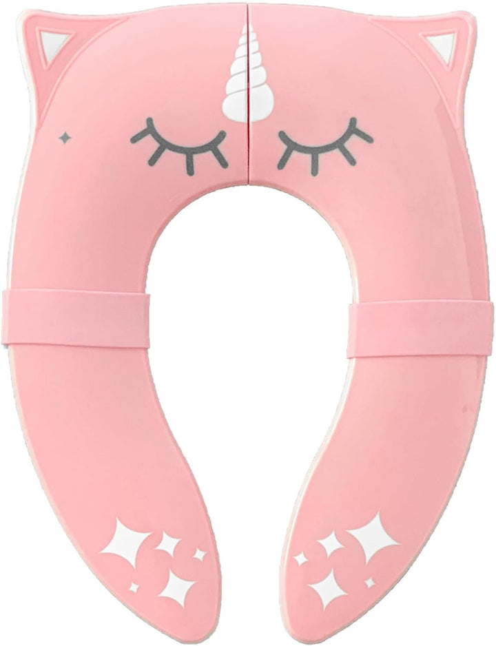 Travel Potty Seat for Toddler - Folding Potty Training Seat - Portable Toilet Seat Cover for Baby & Kids (PINK Unicorn)