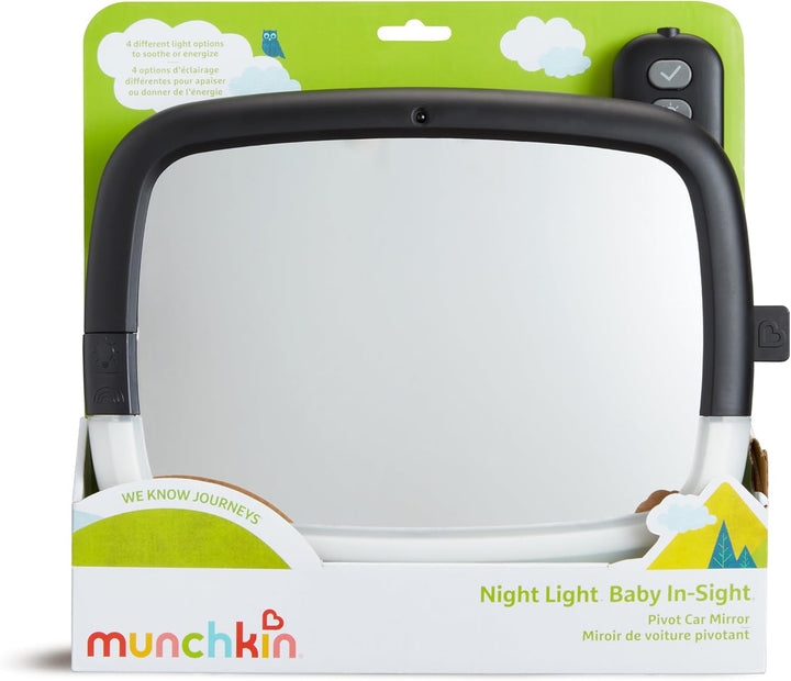 Baby Car Mirror for Rear Facing Car Seats, Night Light LED Pivot 360 Baby In-Sight Adjustable Auto Mirror, Black
