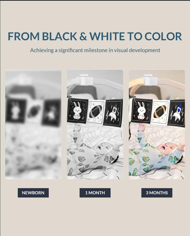 High Contrast Baby Toys for Newborn, Tummy Time Mirror Black and White Toys for 0-6 Months, Visual Sensory for Infant 0-3-6 Months, Newborn Baby Registry Essential Stuffers