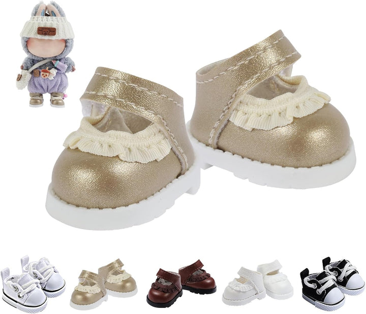 2025New Doll Shoes,For Bubu Shoes, Perfect Match for Bubu Clothes,Shoes for 15&17Cm Doll Accessories,1 Pair of Mini Black Canvas Shoes