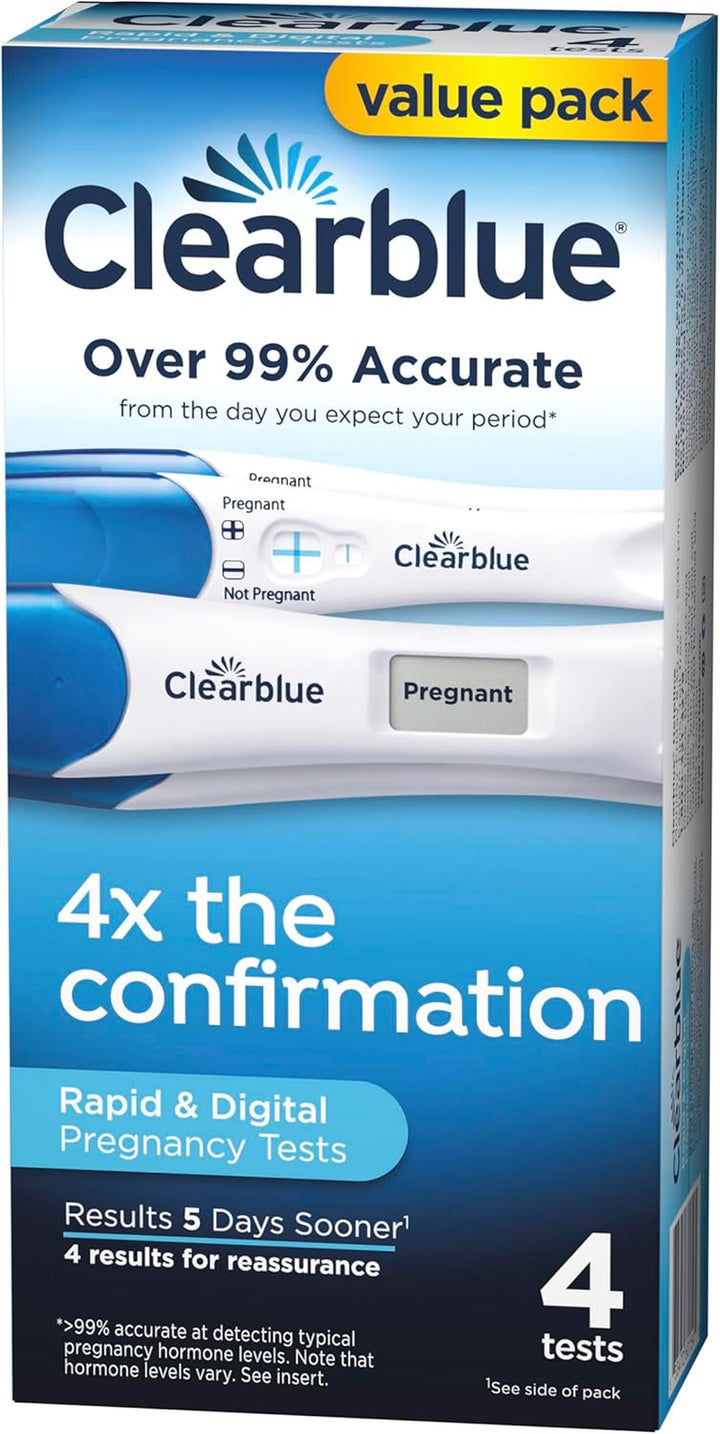 Pregnancy Test Combo Pack, 4Ct - Digital with Smart Countdown & Rapid Detection - Value Pack