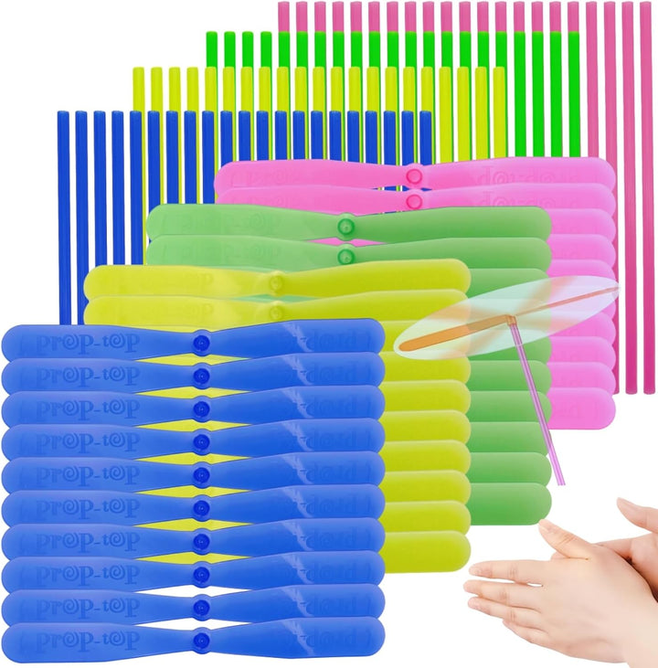 36 Pieces Hand Helicopter Spinner Hand Rub Plastic Propeller Outdoor Flying Plastic Dragonfly Toy Random Color Toy Helicopte