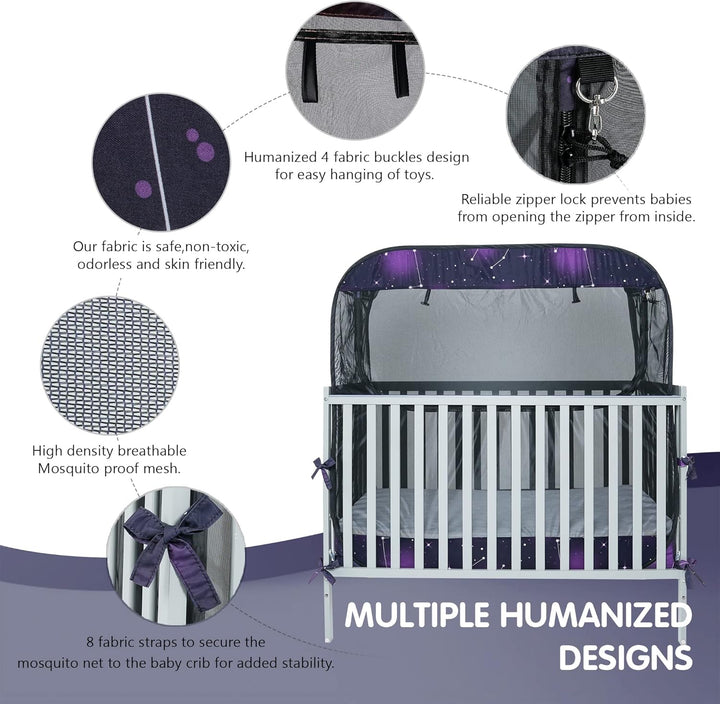 Portable Baby Crib Net Safety Mesh Tent,Pop up Infant Mosquito Net, See through Canopy Netting Cover for Baby&Toddler to Keep Baby from Climbing Out.