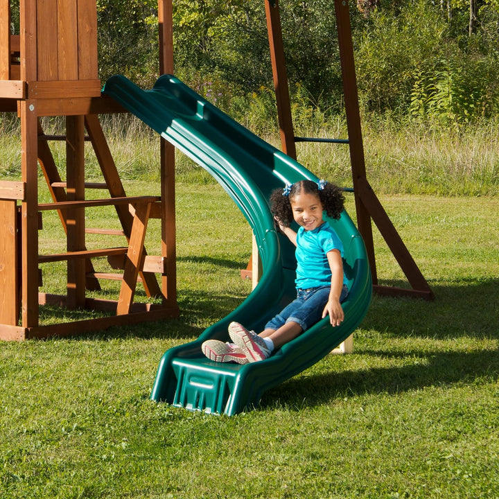 WS 8338 Side Winder Curved Plastic Slide for 4' Decks with Safety Handles, Green