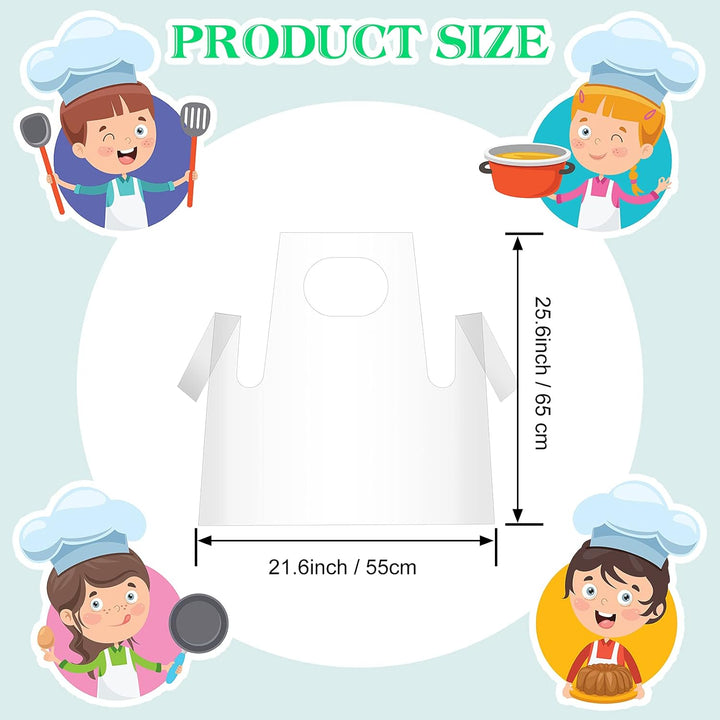 25 Pieces Disposable Art Aprons for Kids Plastic Smocks Disposable Waterproof Oil Proof Small Clear Polythene Children Painting Apron for Cooking Eating Teaching DIY Craft Picnic