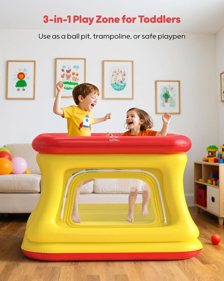 3-In-1 Inflatable Bounce House for Toddlers 1-3, Ball Pit & Trampoline, Inflatable Bouncy House with Safety Net, Indoor & Outdoor Bubble Bouncer Baby Play Yard