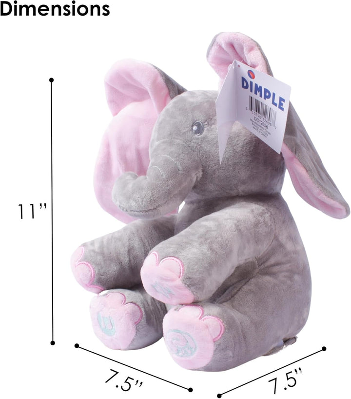 Kaia Peek a Boo Elephant Toy, Interactive Singing Stuffed Elephant Plush with Moving Ears, Musical Stuffed Animal for Babies and Toddlers, Adorable Elephant Baby Toy