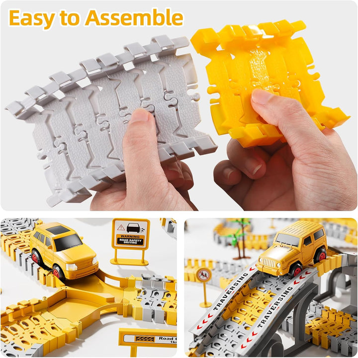 Toddler Boy Toys 236 PCS Race Tracks Toys Gifts for 3 4 5 Year Old Boys Kids, 6 PCS Construction Car Toys Gifts for 2 3 4 5 Year Old Boys, Christmas Birthday Gifts Toys for 3 4 5 Year Old Boys