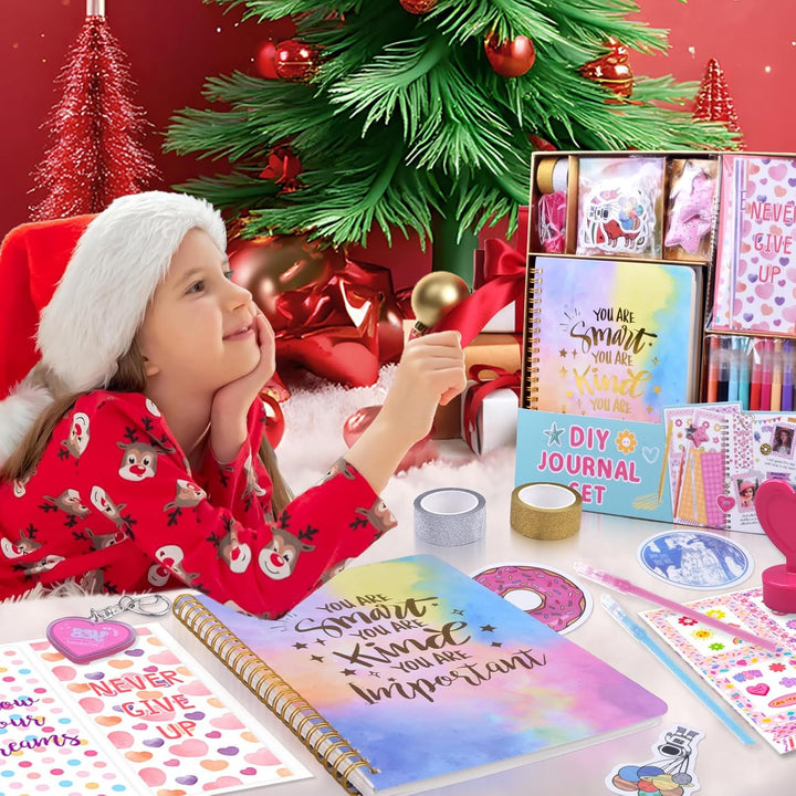 DIY Journal Kit for Girls - Great Gift for Teen Girls Ages 8-12, Cute Journaling Art Crafts Kit, Scrapbook & Diary Supplies Set, Birthday Easter Ideas Gifts for 8 9 10 11 12 13 14 Year Old Girl