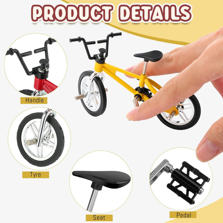 24 Pcs Kids Mini Finger Bikes Party Favors Miniature Fidget Bicycle Toy Metal Finger Bikes for Students Class Prizes Birthday Gift Goodie Bag Stuffers Carnival Prizes Christmas Stocking Fillers