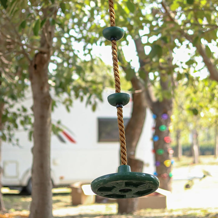 Climbing Rope with Platforms and Disc Swing Seat Set Playground Accessories Including Bonus Hanging Strap & Carabiner Tree Swing for Kids Rope Swings for Tree