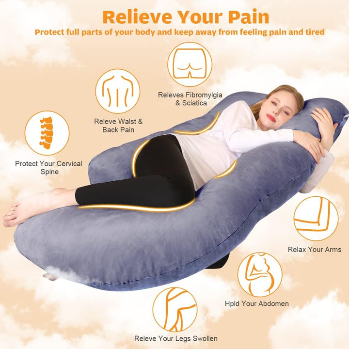 Pregnancy Pillow, U Shaped Full Body Maternity Pillow 58 Inch, Pregnant Women Must Haves Pregnancy Pillows for Sleeping with Removable Cover