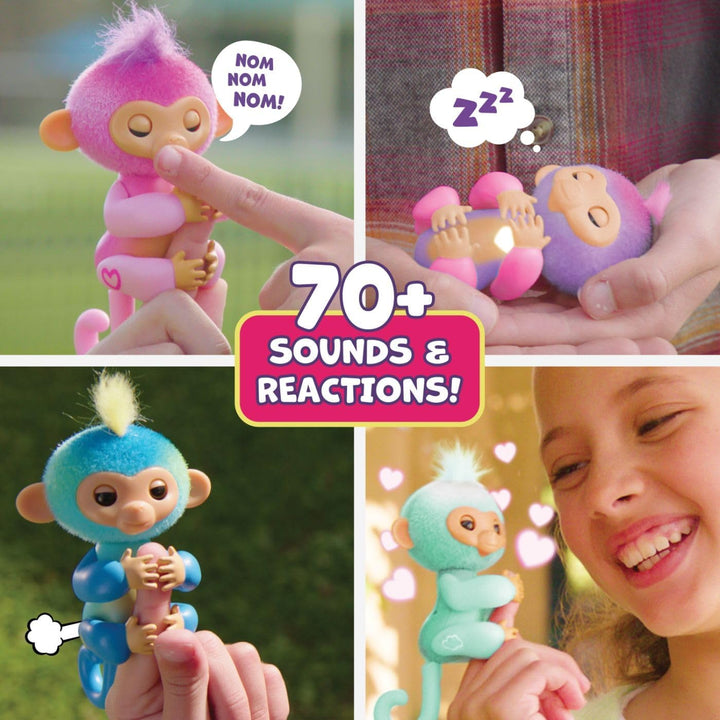 2023 NEW Interactive Baby Monkey Reacts to Touch – 70+ Sounds & Reactions – Ava (Teal)